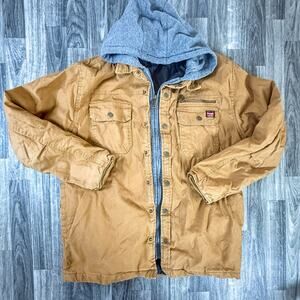 Wrangler Workwear Brown Hooded Jacket L (42-44) Heavy Cotton Canvas Coat